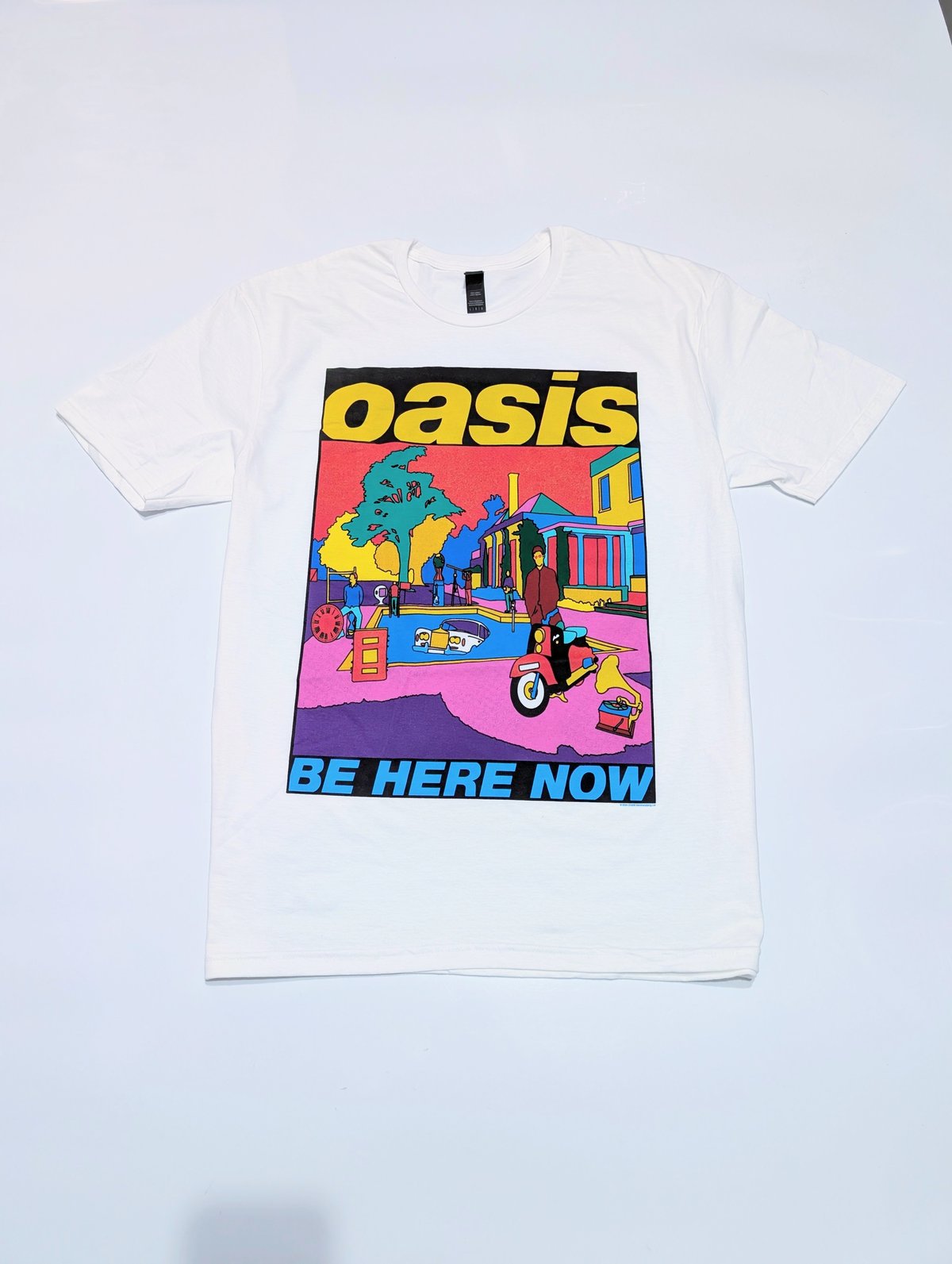 OASIS オアシス Tシャツ バンドTシャツ ホワイト BE HERE NOW ILLUST