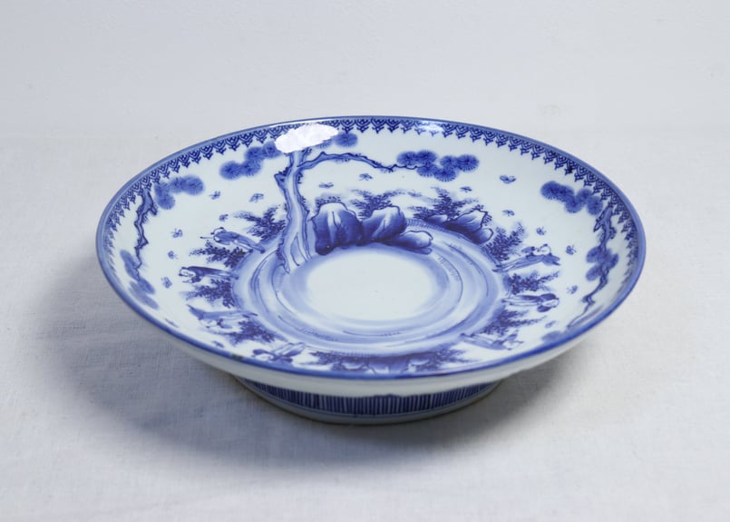 古染付皿 中国明時代 中国古玩 明時代 呉須 染付 皿 直径約15 6cm 古染