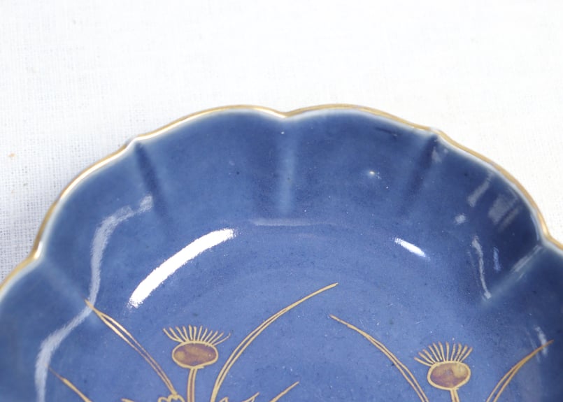 江戸後期瑠璃釉金彩薊図六弁なます皿 | 吉祥寺PukuPuku