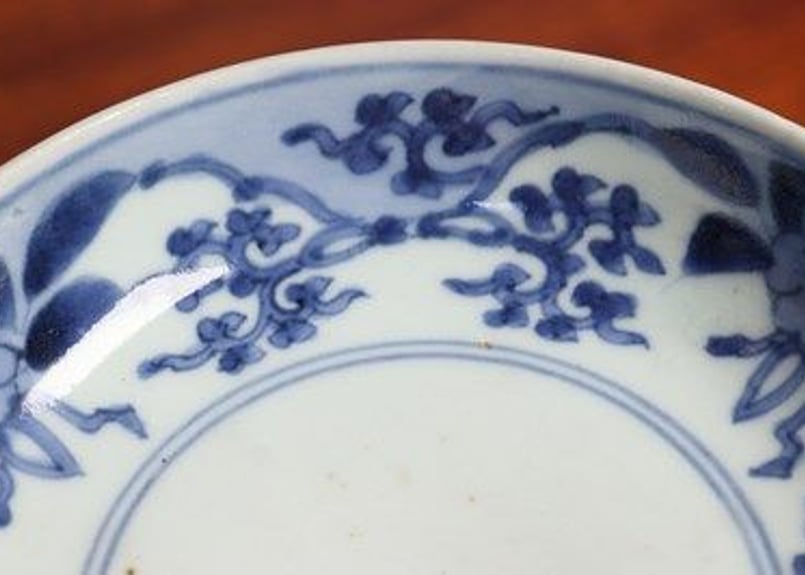 江戸中期藍柿右衛門桜と蛸唐草図なます皿 高台ホツ | 吉祥寺PukuPuku