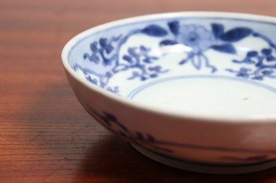 骨董アンティーク藍柿右衛門梅図蛸唐草文輪花縁膾皿向付縁錆