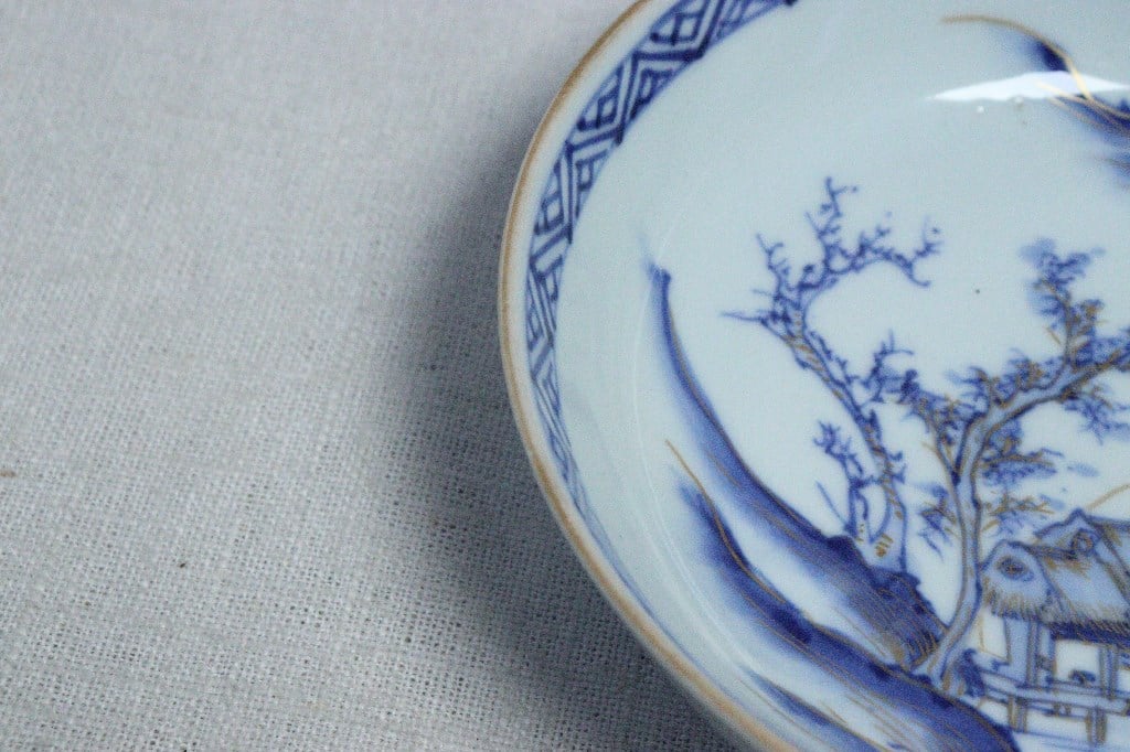 亀山焼 染付皿 5枚 MA298 亀山焼染付皿5枚MA298