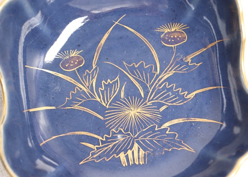 古伊万里瑠璃金彩あざみ図なます皿5枚 [B25907] 古伊万里瑠璃金彩