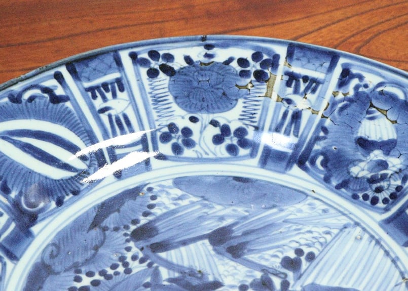 江戸前期藍九谷芙蓉手花鳥図尺皿 | 吉祥寺PukuPuku