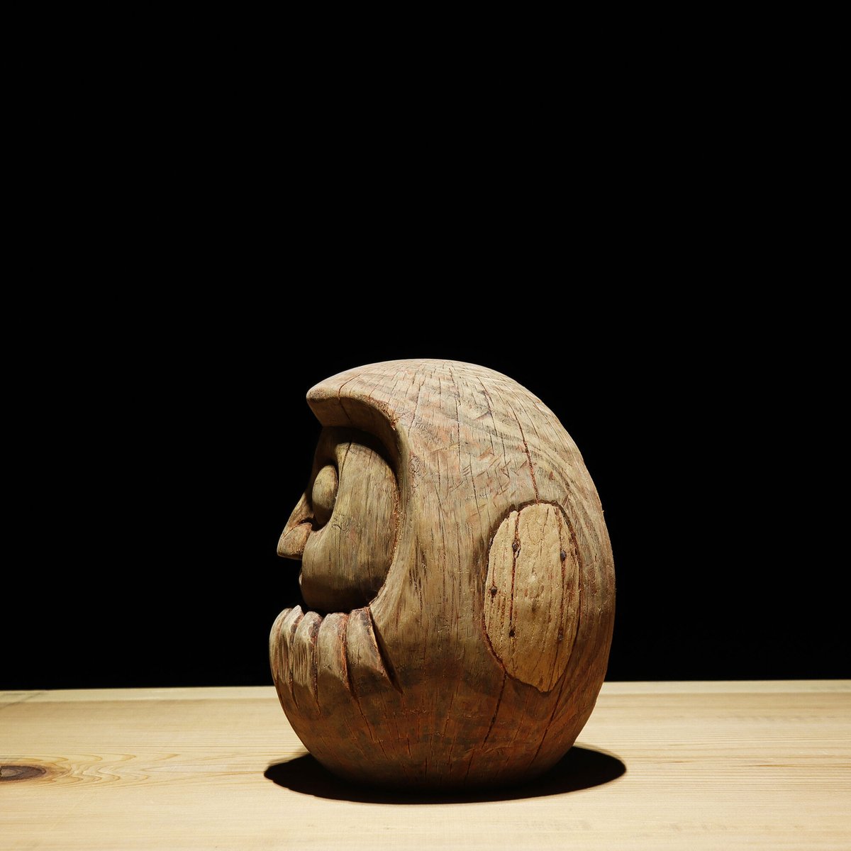 大正時代 希少な相州ダルマ木製18センチ 1920年代 張り子型 木製 極