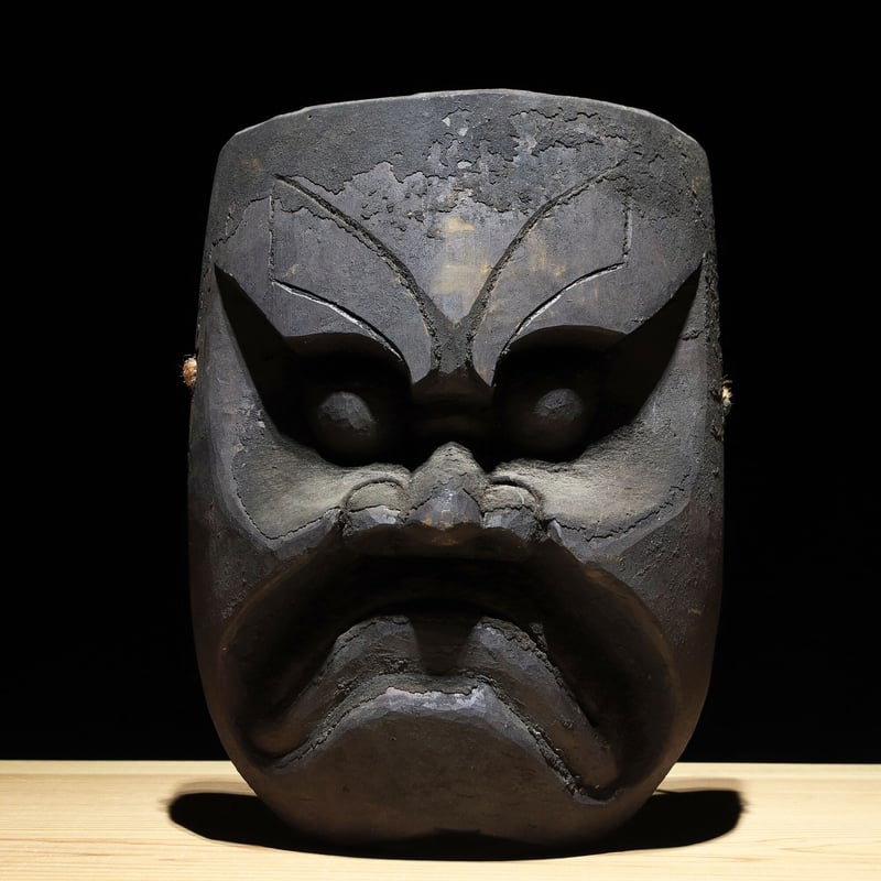 蔵出し !!【 木彫 竈神 】かまど面 愛知県 竈面 お面 彫刻 民間 信仰