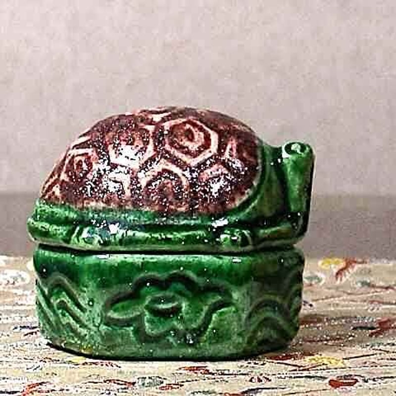 赤楽 亀 香合 茶人の花押 茶道具 古美術 古道具 アンティーク 赤楽 亀