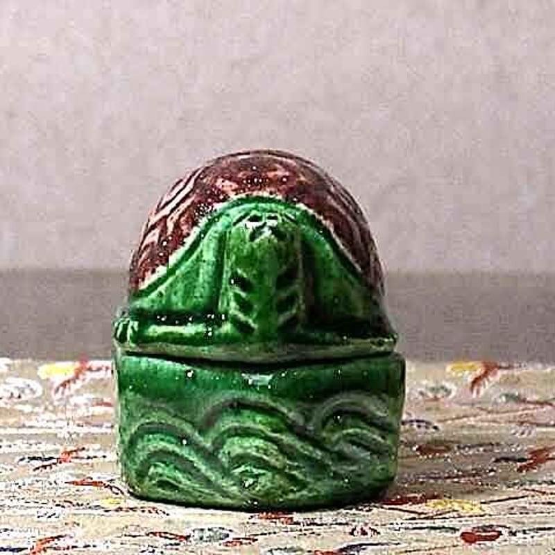 安加比古窯 加藤晃楽 作 分銅亀 香合 無傷 共箱 保証。 | STORES