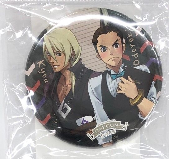 逆転裁判 カプコンカフェ 3rd 牙流 王泥喜 缶バッジ レア 希少品 逆転