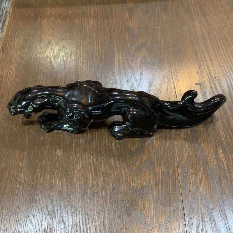 ライオン 陶器 ロカビリー ブラックパンサー 置物 ヴィンテージ