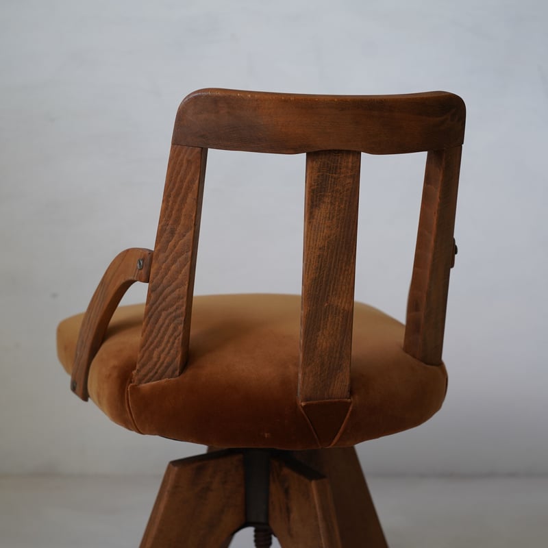 ドクターチェア Japanese antique 大正時代 張替済 回転椅子 ドクター