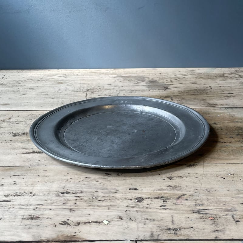 ピューター 刻印入りプレート 22.5㎝ フランスアンティーク ⑧