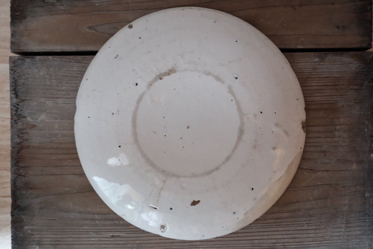 三越購入 18世紀オランダ染付手付皿 共箱 幅約28.5㎝東Y7-0501⭐︎2F