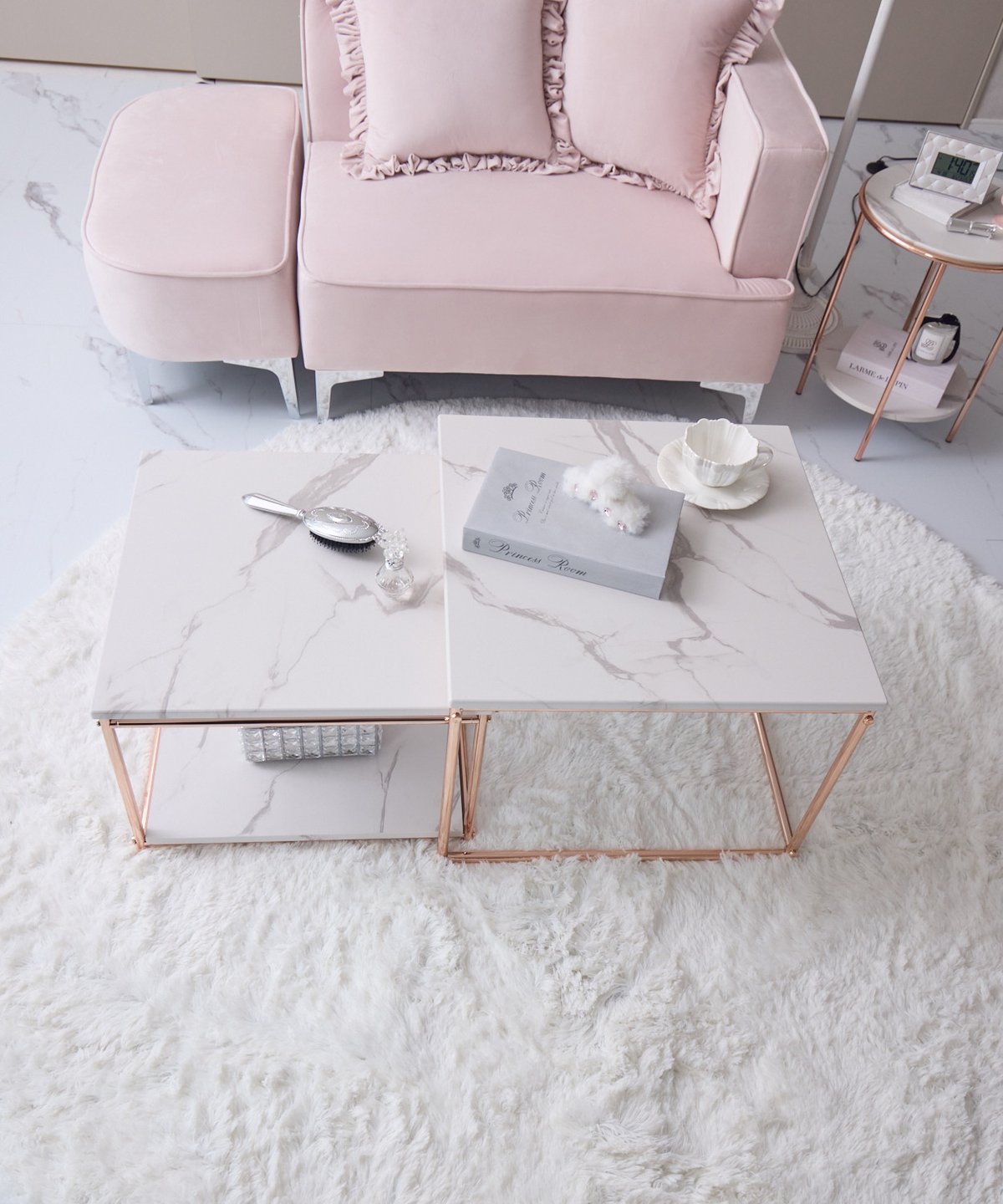 2024 【取引成立済ローズ様専用⑥】大理石円形テーブルセット