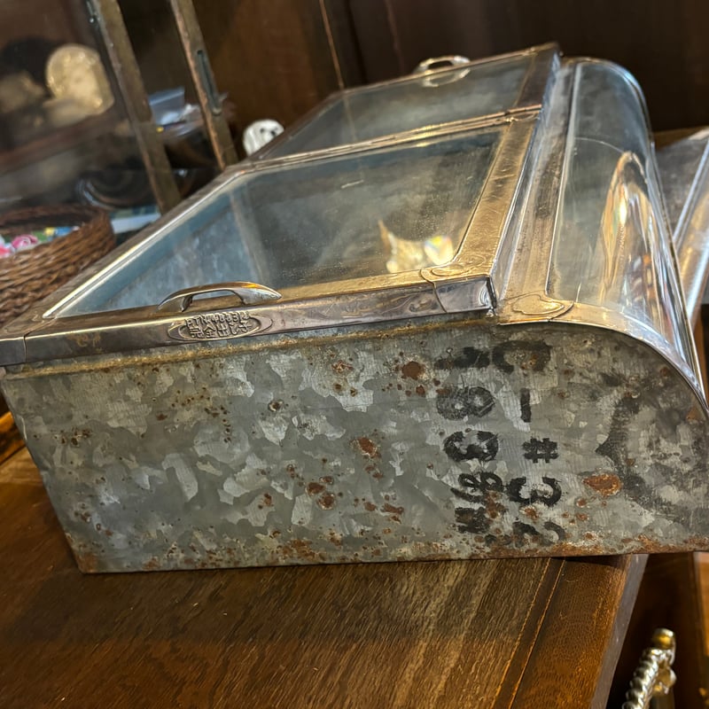 アンティーク ブリキ製ガラスケース ガラスショーケース 駄菓子ケース