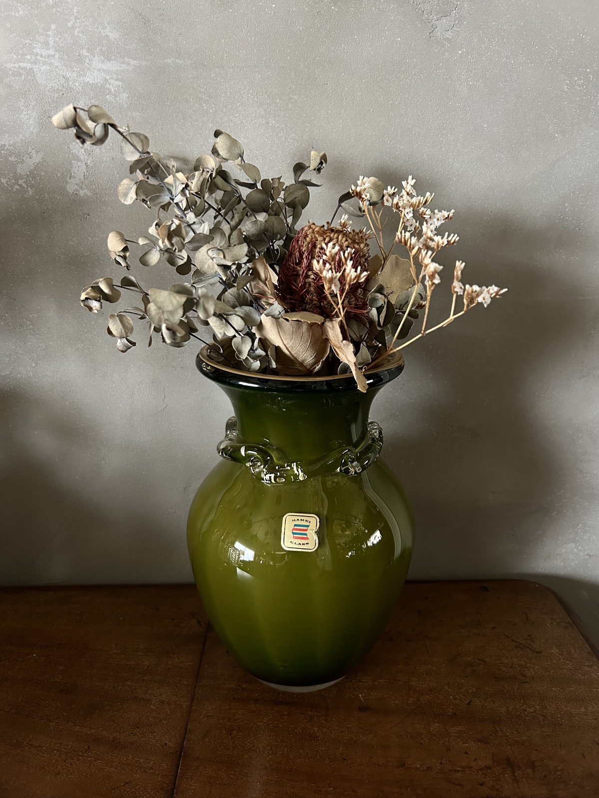 カメイガラス】 ガラス花瓶 フラワーベース 花入れ 昭和レトロ