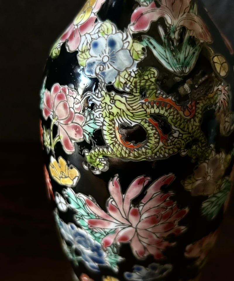 中国 龍 花瓶 景徳鎮の花瓶/中国/龍/花柄/骨董 | 骨董・アンティークの