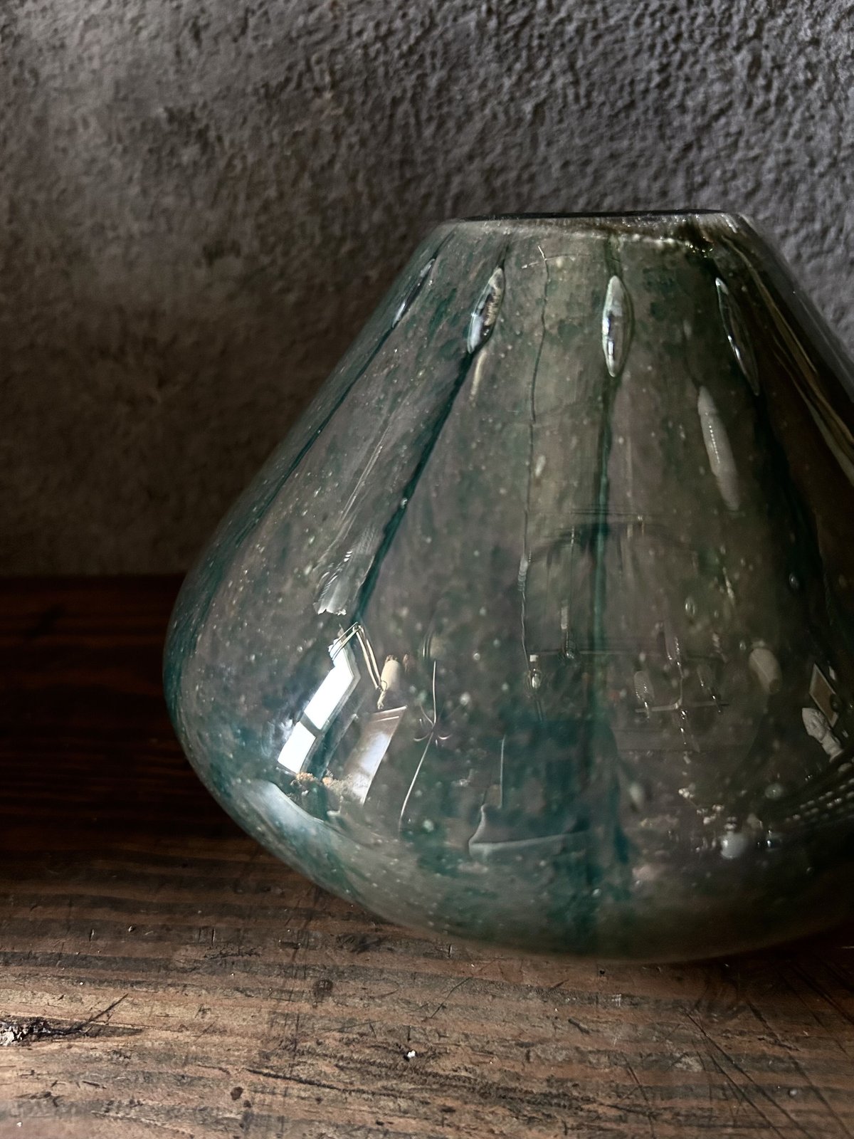 アンティーク 希少時代物岩田藤七作 ガラス 花瓶 共箱 美術 工芸20x11cm