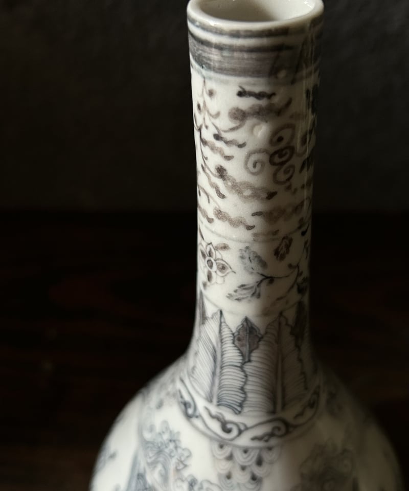 安南焼の花瓶B7/ベトナム/蝶/骨董 | 骨董・アンティークのオンライン