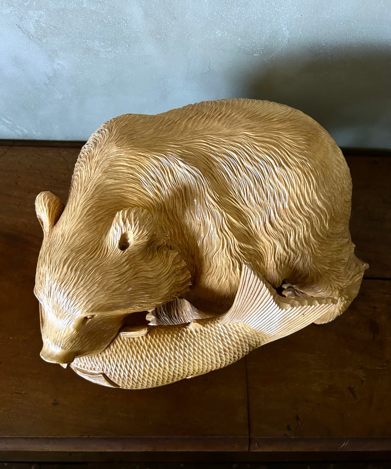 木彫り熊 /アイヌ/ヴィンテージ/鮭/置物/民藝/大きい | 骨董