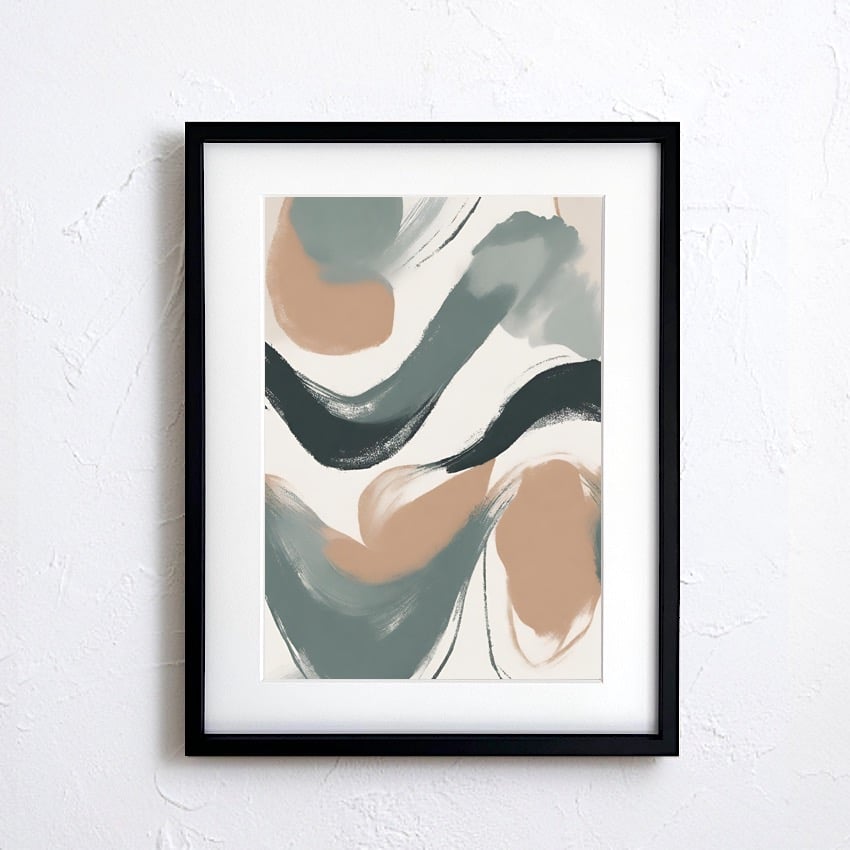パステルカラー抽象画 モダンアート額縁付き・アブストラクト