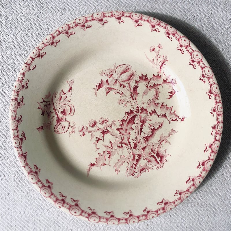 希少 GIEN ジアン あざみ柄ディナープレート フランスアンティーク