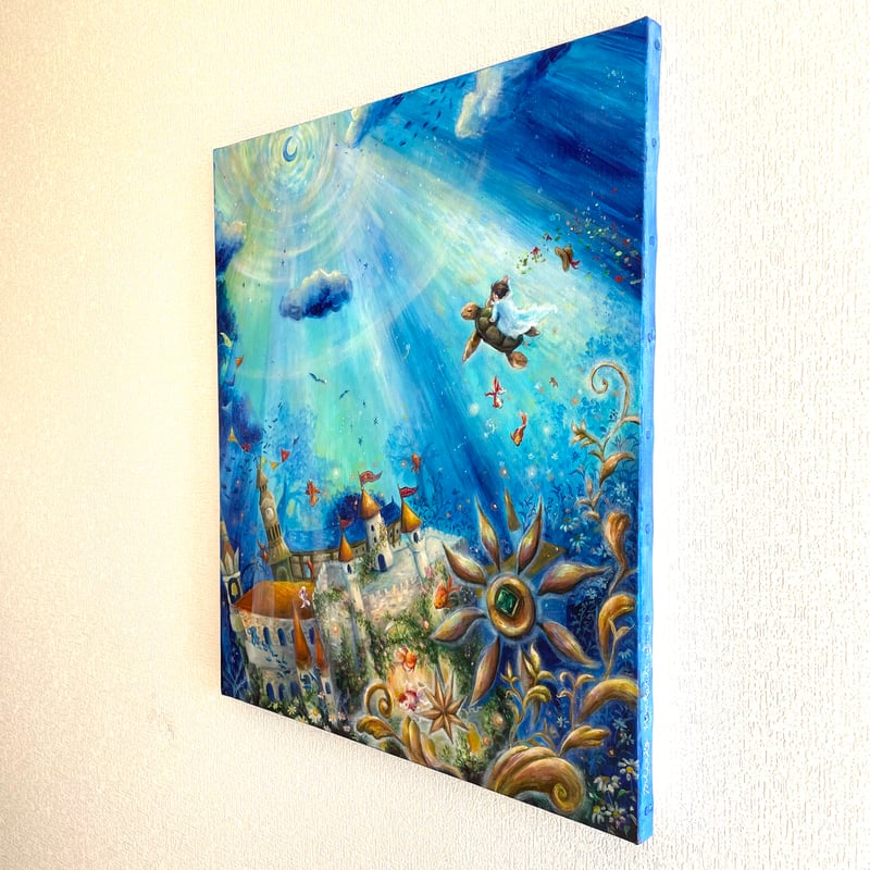 空と海水彩ガッシュ画