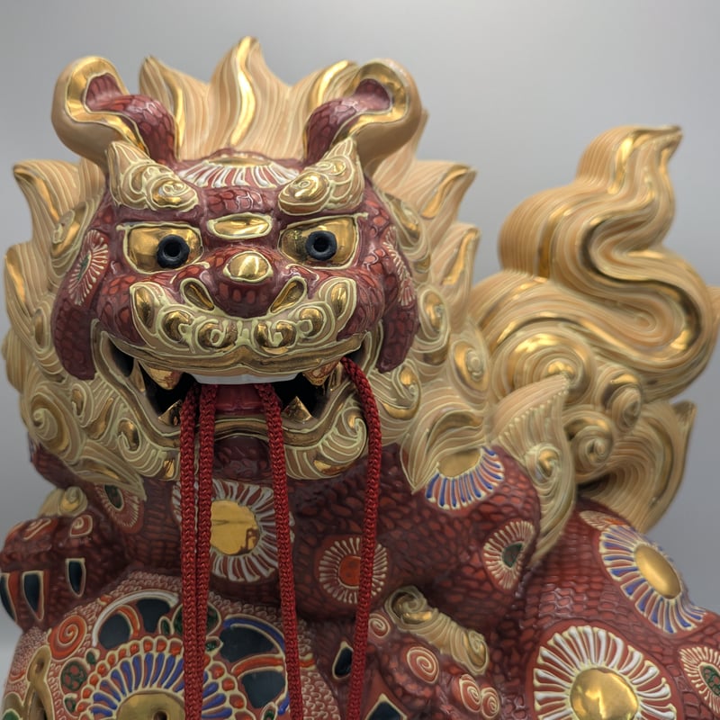 N*n様 打出の小槌♪30cm狛犬 レア色 金運/魔除け 九谷焼 N*n様