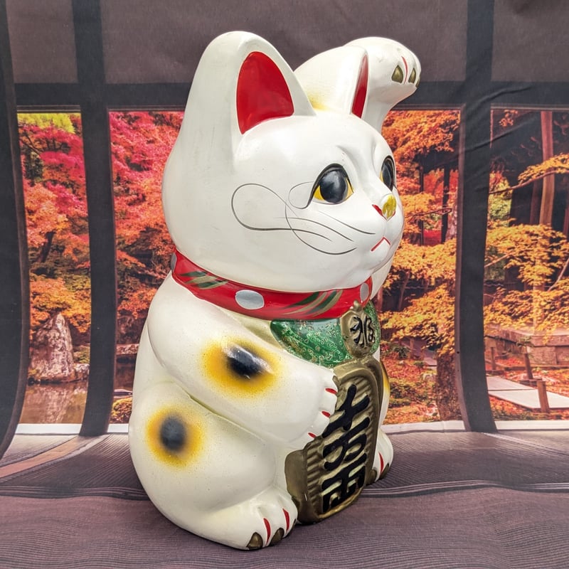 昭和レトロ 骨董品 巨大 招き猫 陶器製 置物 貯金箱 ヴィンテージ 昭和