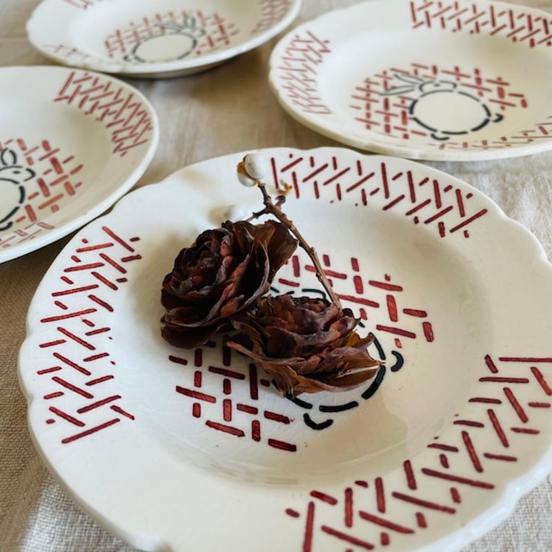 フランスアンティーク ディネット うさぎプレート 深皿 [a020] | shanachie