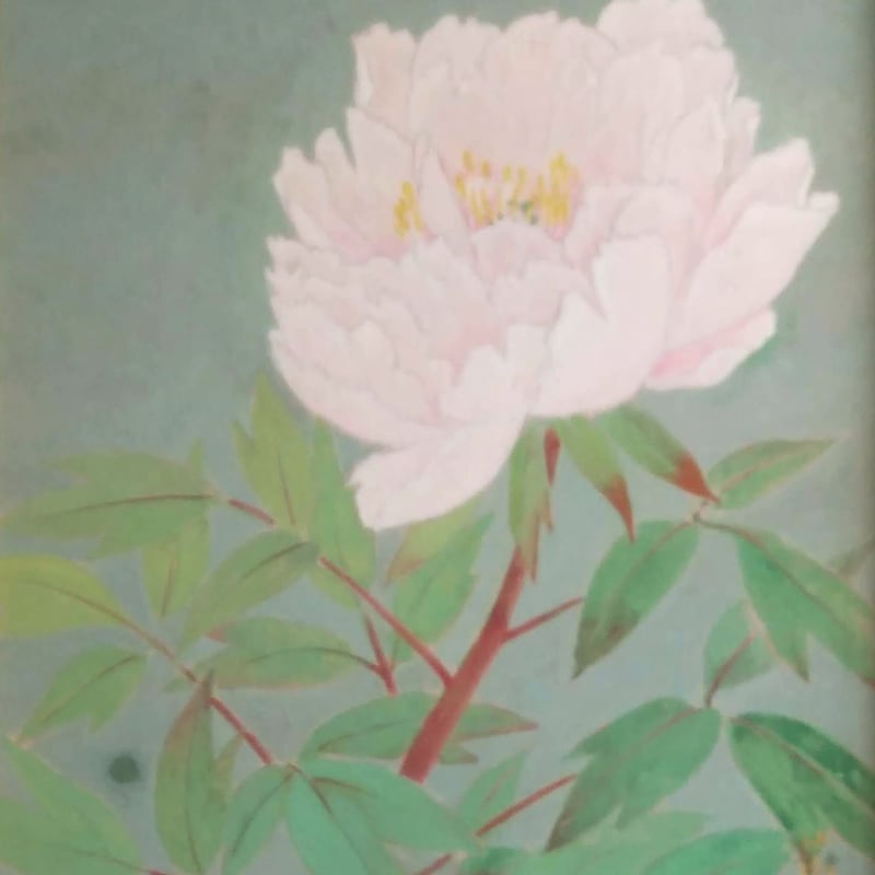 牡丹の花と蝶の日本画額装 牡丹の花と蝶の日本画額装 牡丹の花と蝶の