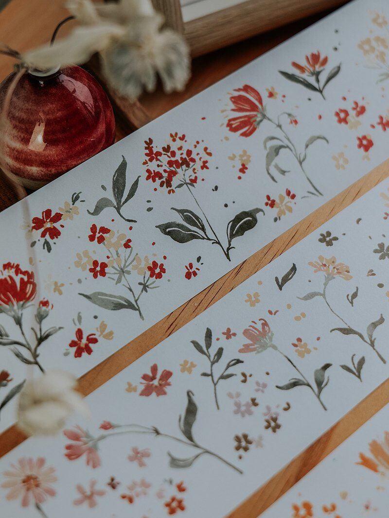 Meow Illustration 和紙 マスキングテープ 《Flower Field》 [M