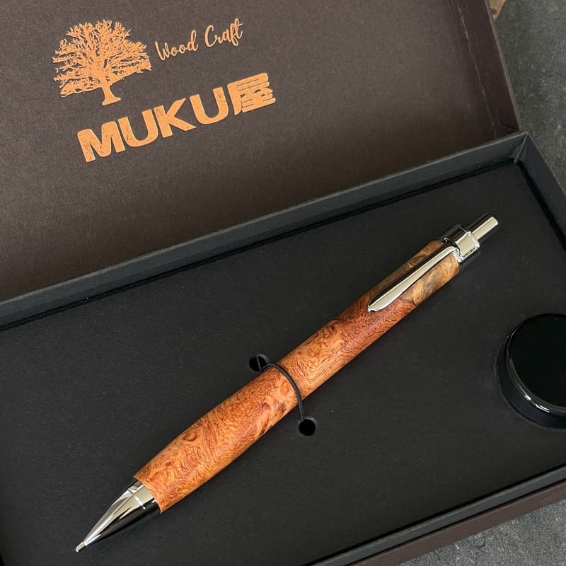 花梨瘤紅白 / UMA12 木軸シャープペンシル (520507) 【一点もの