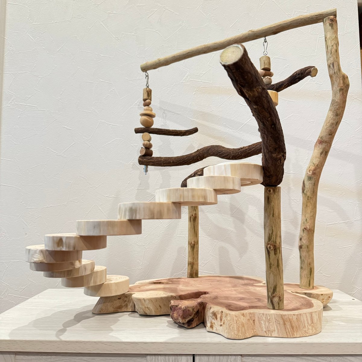 螺旋階段とハイジブランコのバードアスレチック【インコのおもちゃ