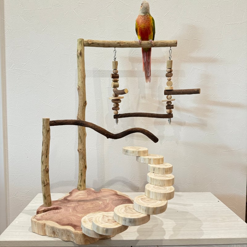 螺旋階段とハイジブランコのバードアスレチック【インコのおもちゃ