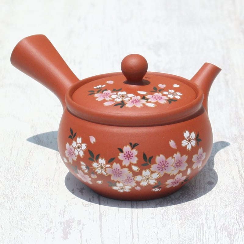 常滑焼 朱泥壷型急須 桜満開 ステンレスアミ 日本製 | とことこパーク
