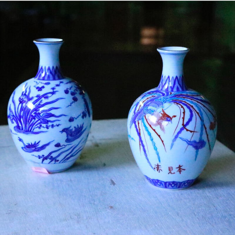 2309 七宝焼花鳥文琺瑯花瓶