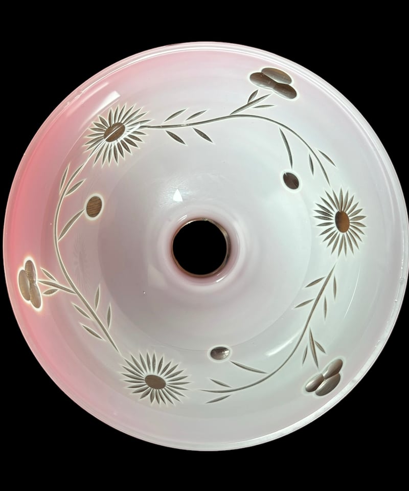 アンティーク照明 電笠 薔薇絵付 磁器シェード ペンダントライト