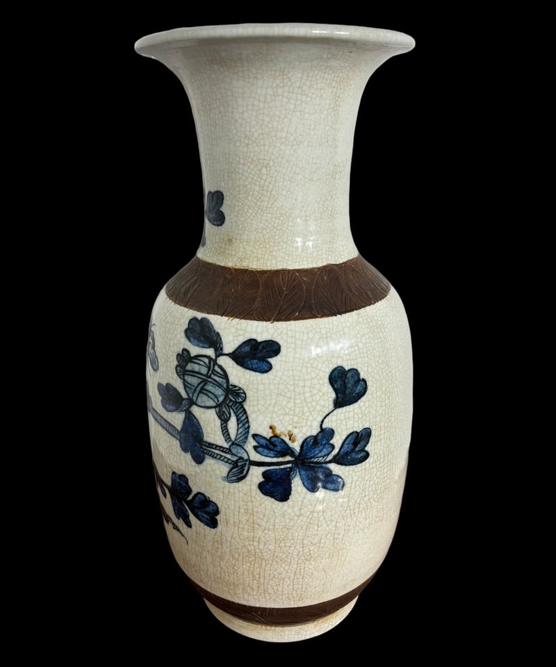 中国 紫砂 朱泥 梅に鳥彫 花瓶 在銘 V R6388 【公式通販】