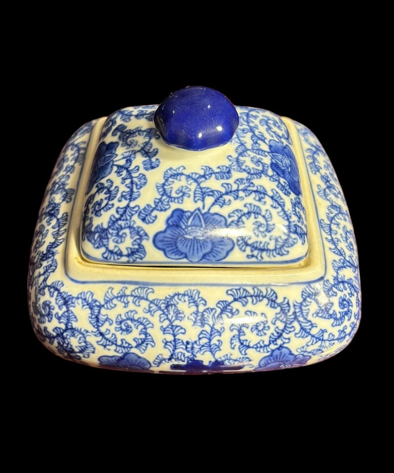 中国 染付 武人紋 蓋壷 茶入 DT166 bda9d0362b4d7790dd7322c7c5ab27