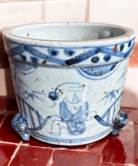 花瓶□唐物馬乗箆目青釉瓶 古い花器 花入 古玩 中国 古美術 時代物