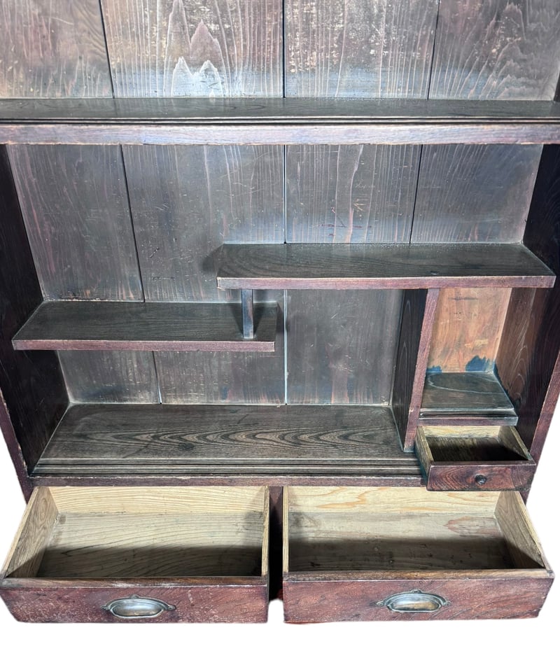 飾り棚 アンティーク チーク無垢材 ヴィンテージキャビネットZX 食器棚