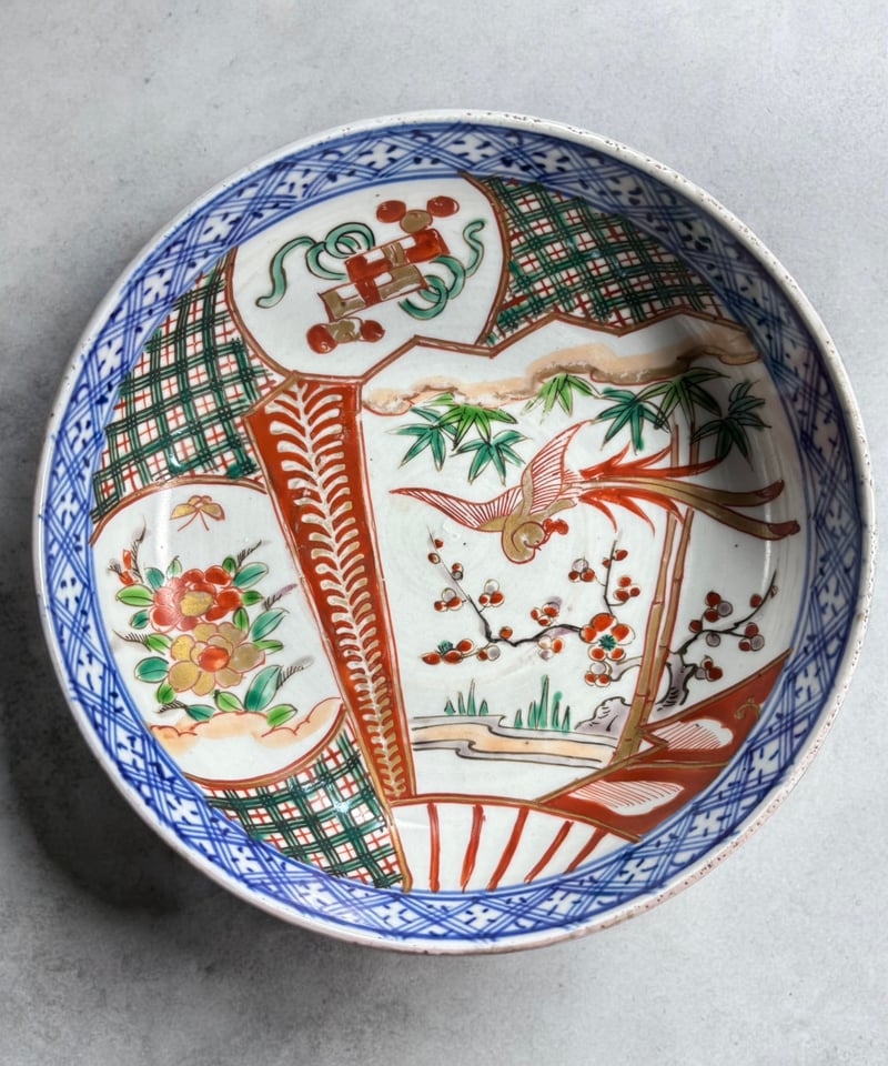 古伊万里 大鉢 [松竹梅鳳凰文] 色絵 鉢 丸皿 取り皿 飾り皿 和食器