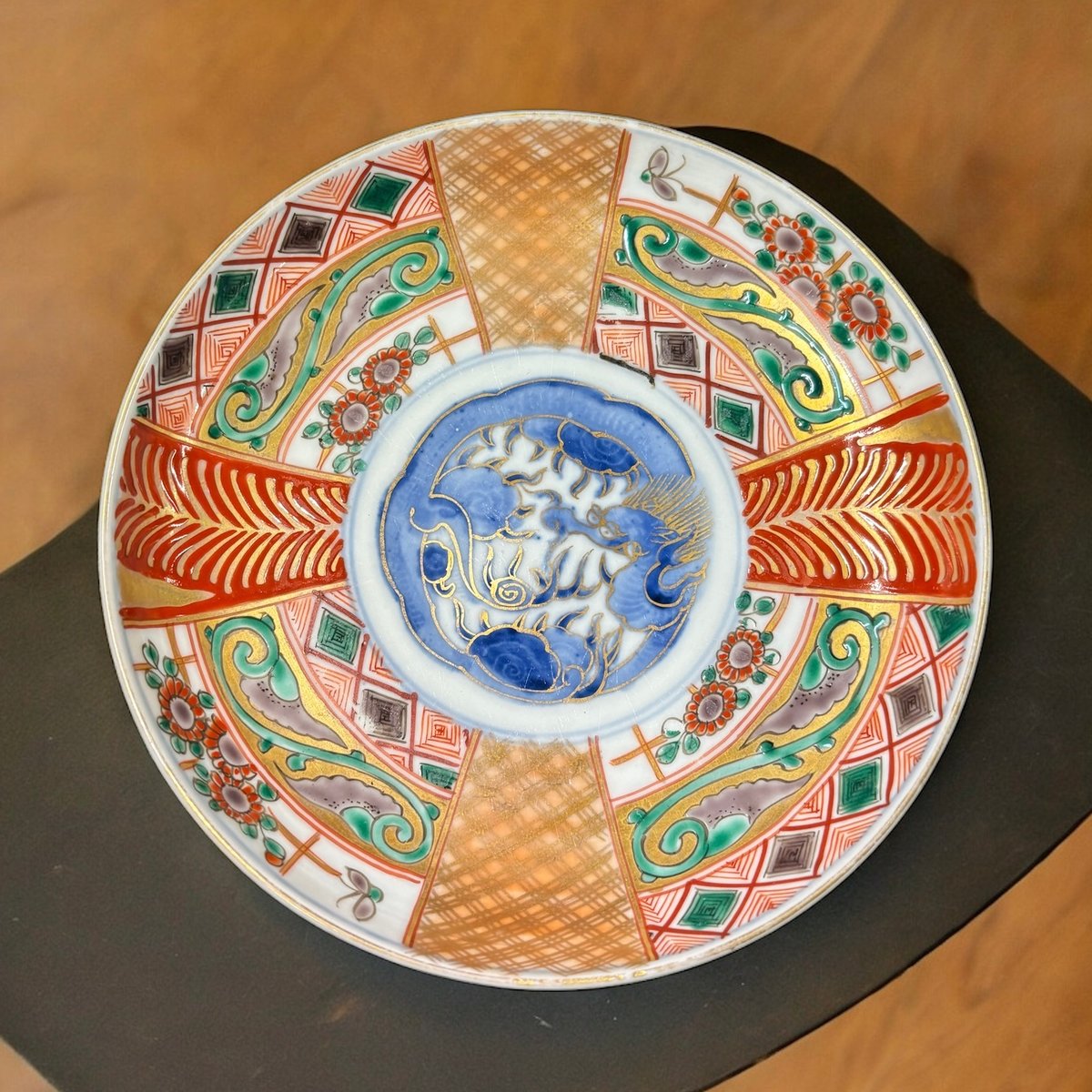 Evan 元禄伊万里 錦手金彩花草文盤 飾皿 直径41cm V 3429A Evan 元禄