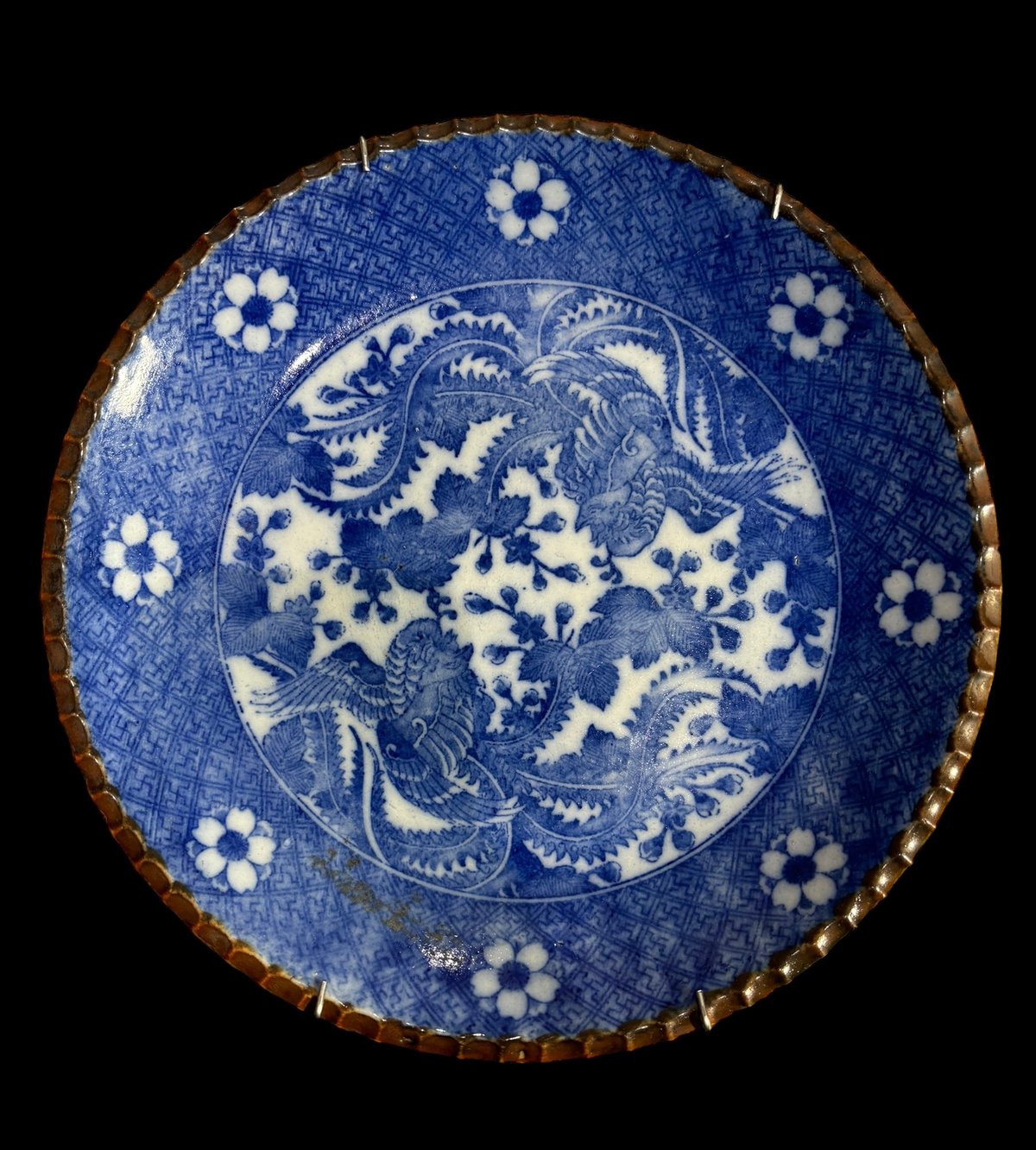 骨董 古伊万里 印判 図変わり印判 石灯籠 桜 3羽兎 円窓 小皿 手塩皿