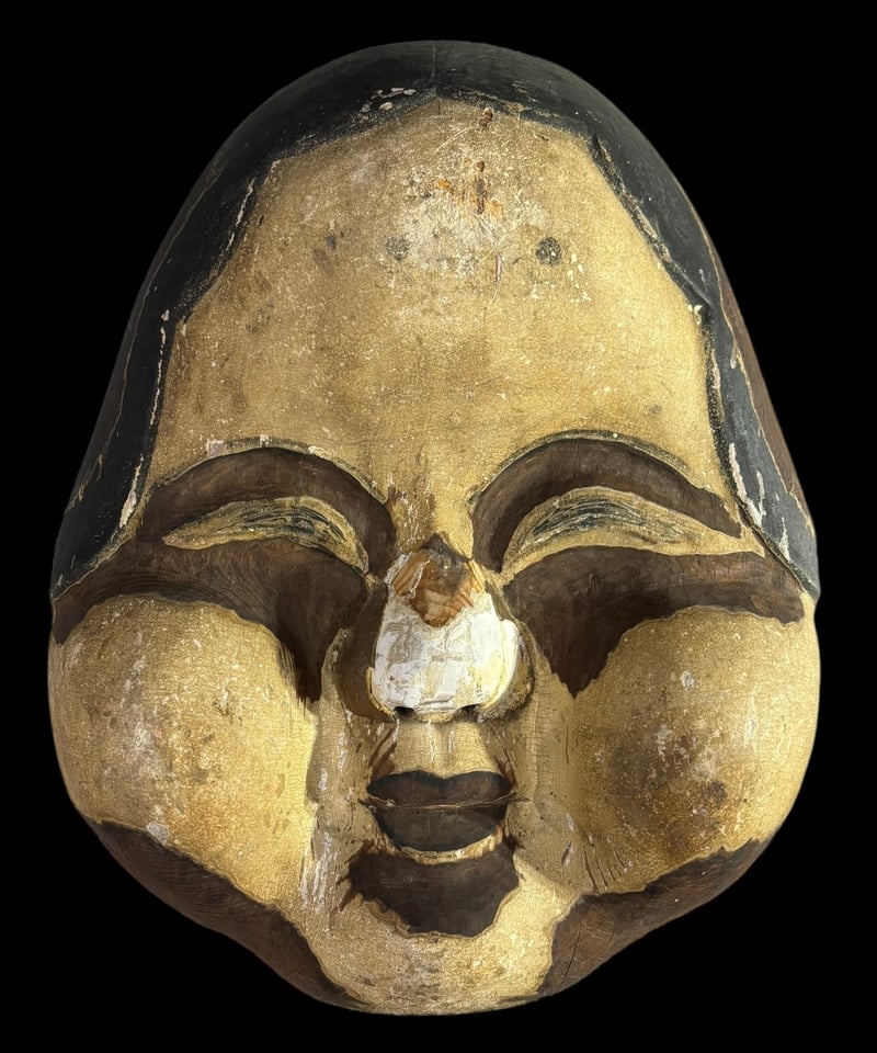 能面 木彫り お面 小面 お多福様 おたふく様 彫刻 仏面 飾り 木面