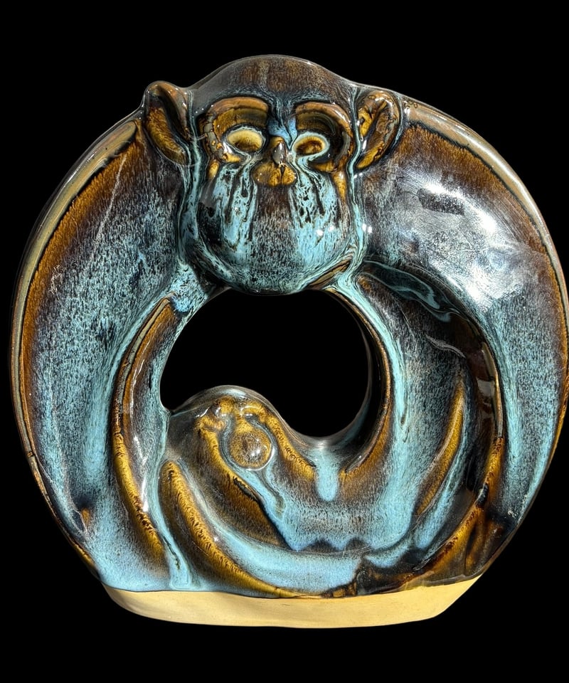 猿の置物 猿 置物 中国雑貨 縁起物 オブジェ 干支 サル 陶器