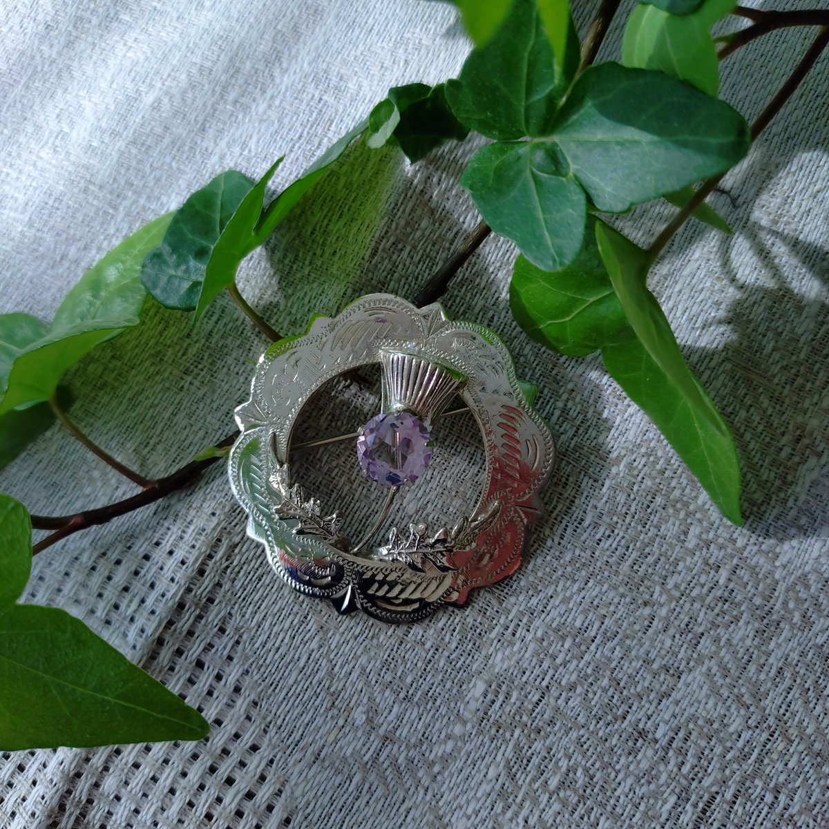 W.B.s スコットランドのアザミのシルバーブローチ直径約4.4㎝D