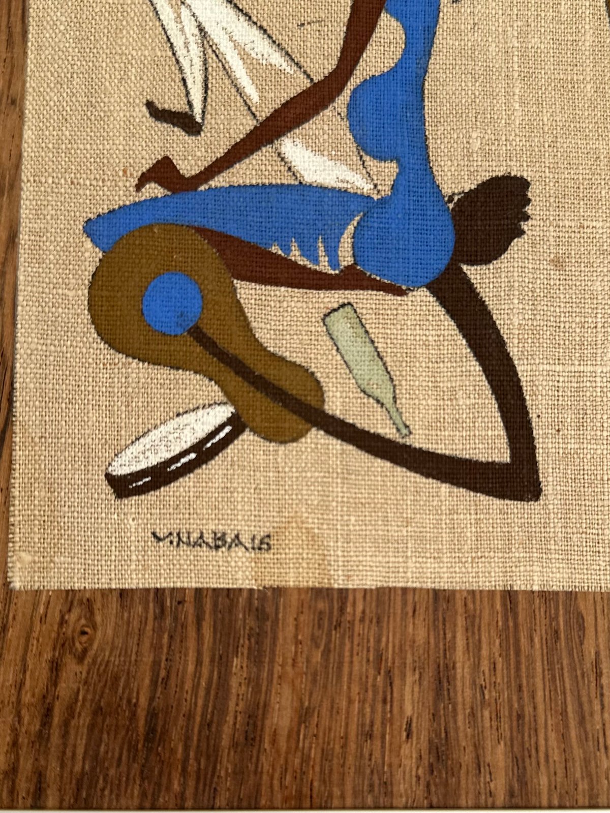 ブラジル アート 1970】手描き絵画『ヴィルジリオ・ナバイス』布絵 木絵