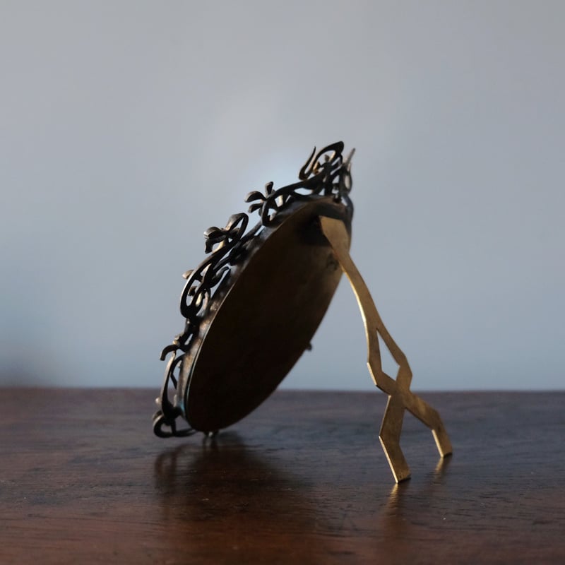 置き型 ミラー 鏡 アールヌーボー 花フレーム フランス アンティーク